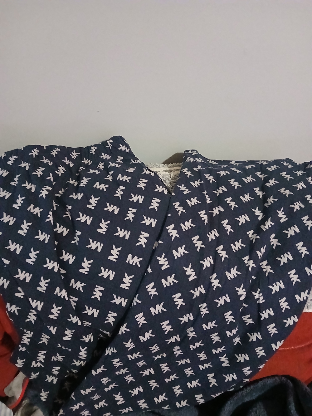 Michael Kors Navy Blue Pants with White MK Logo Print Pajama Pants